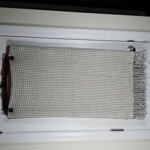 Roca Home Textured Oversized Fringe Throw Blanket Gray/Cream Made in Portugal